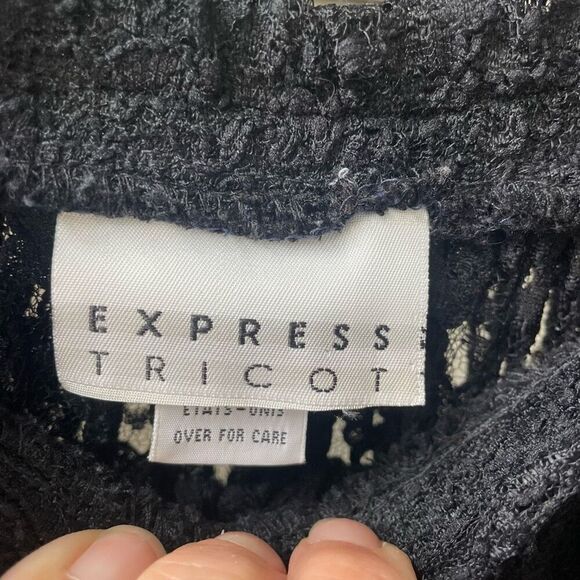 Vintage Express Tricot Sheer Black Lace Midi Skirt S - Picture 7 of 8